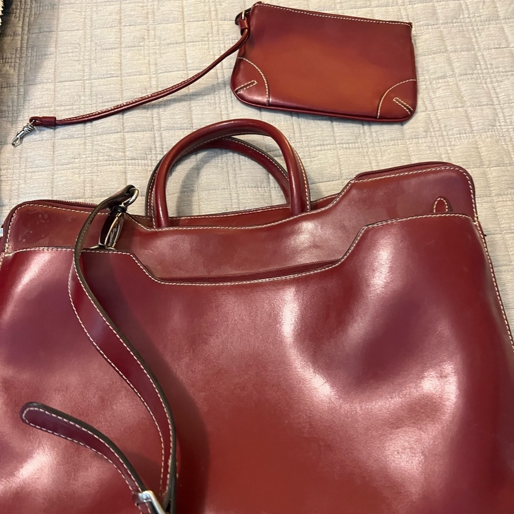 Vintage red leather Franklin Covey briefcase